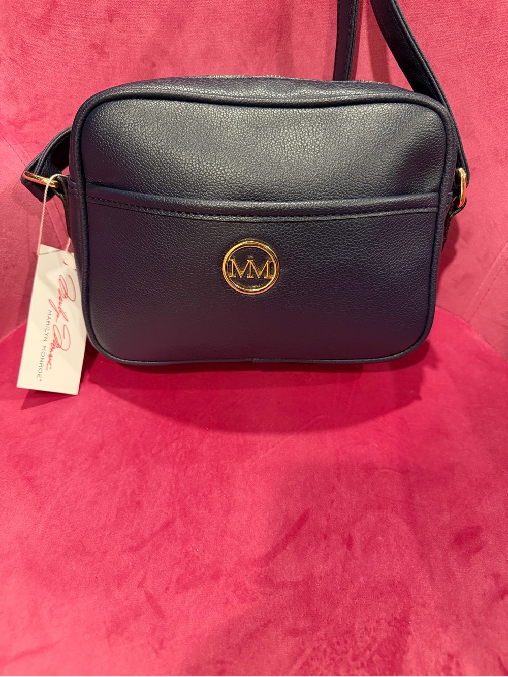 MM Logo Navy Crossbody Bag by Marilyn Monroe
